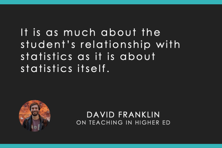 It is as much about the student’s relationship with statistics as it is about statistics itself. 