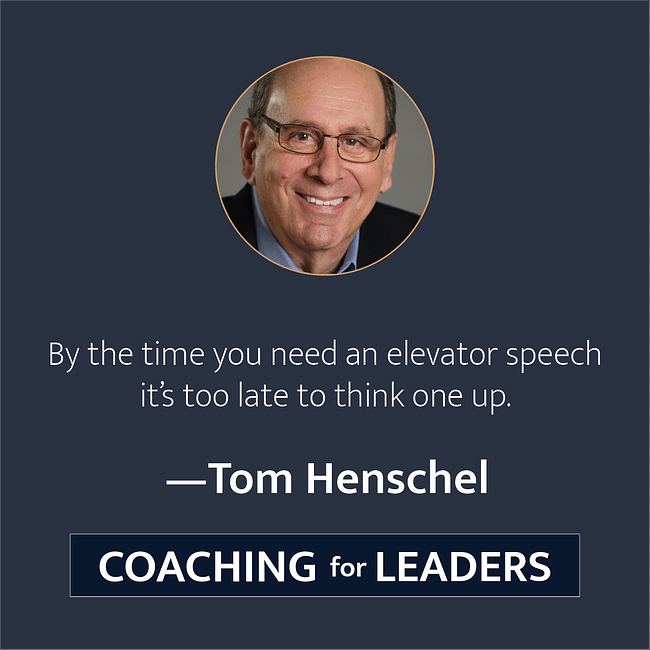 By the time you need an elevator speech it's too late to think one up.