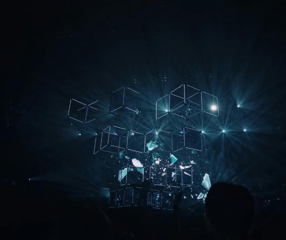 abstract image with glowing boxes