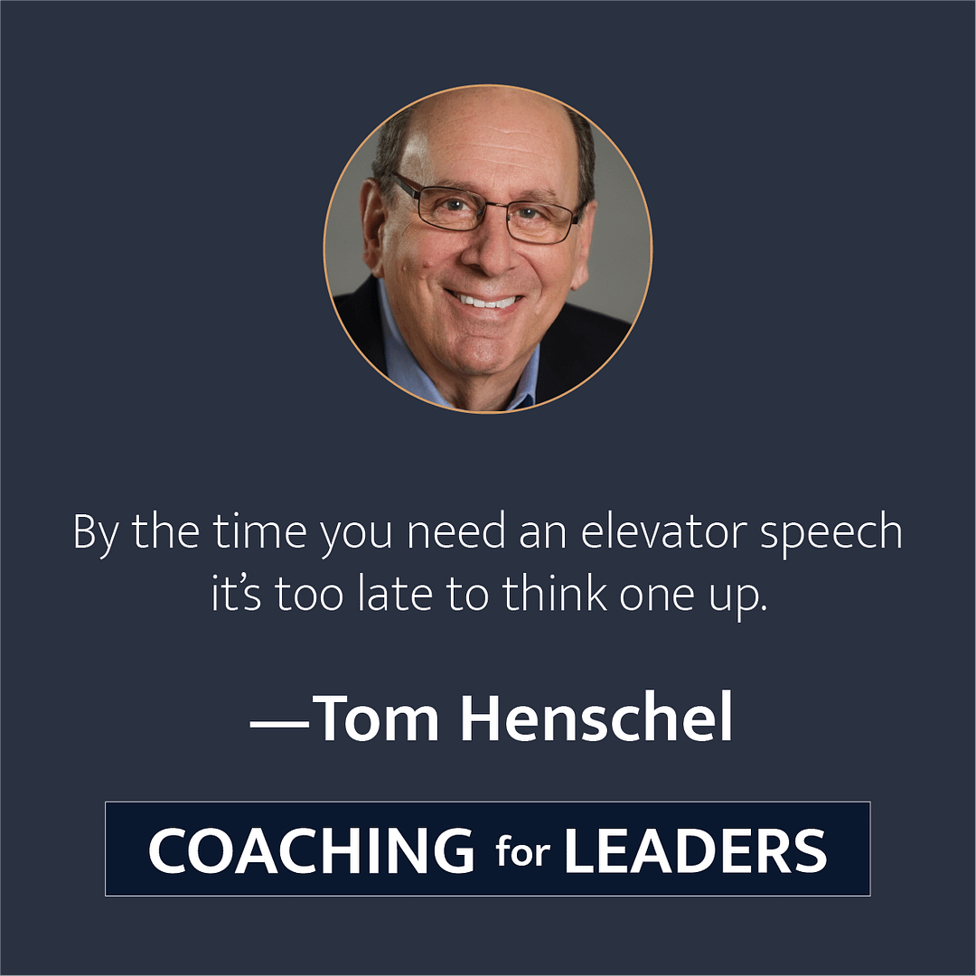 By the time you need an elevator speech it's too late to think one up.