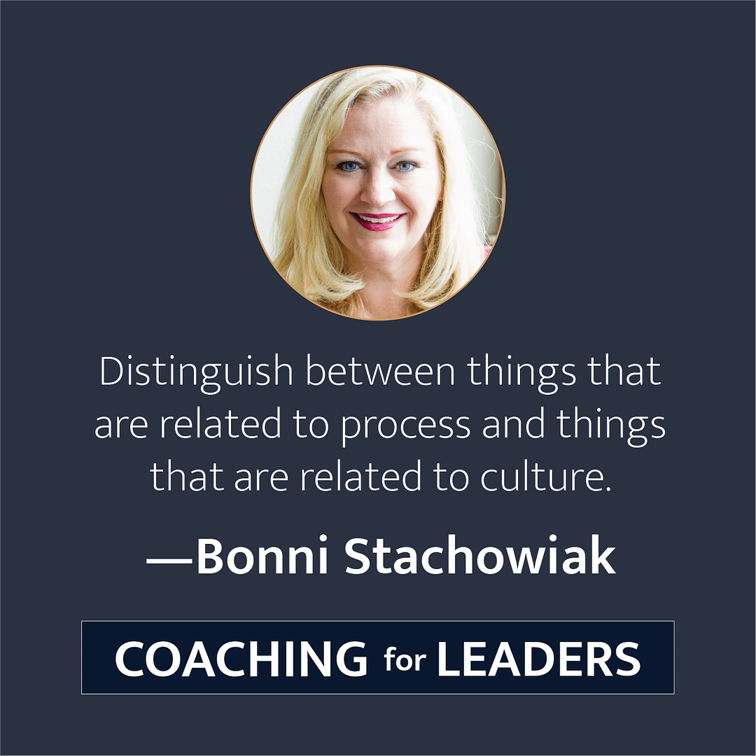 Distinguish between things that are related to process and things that are related to culture.