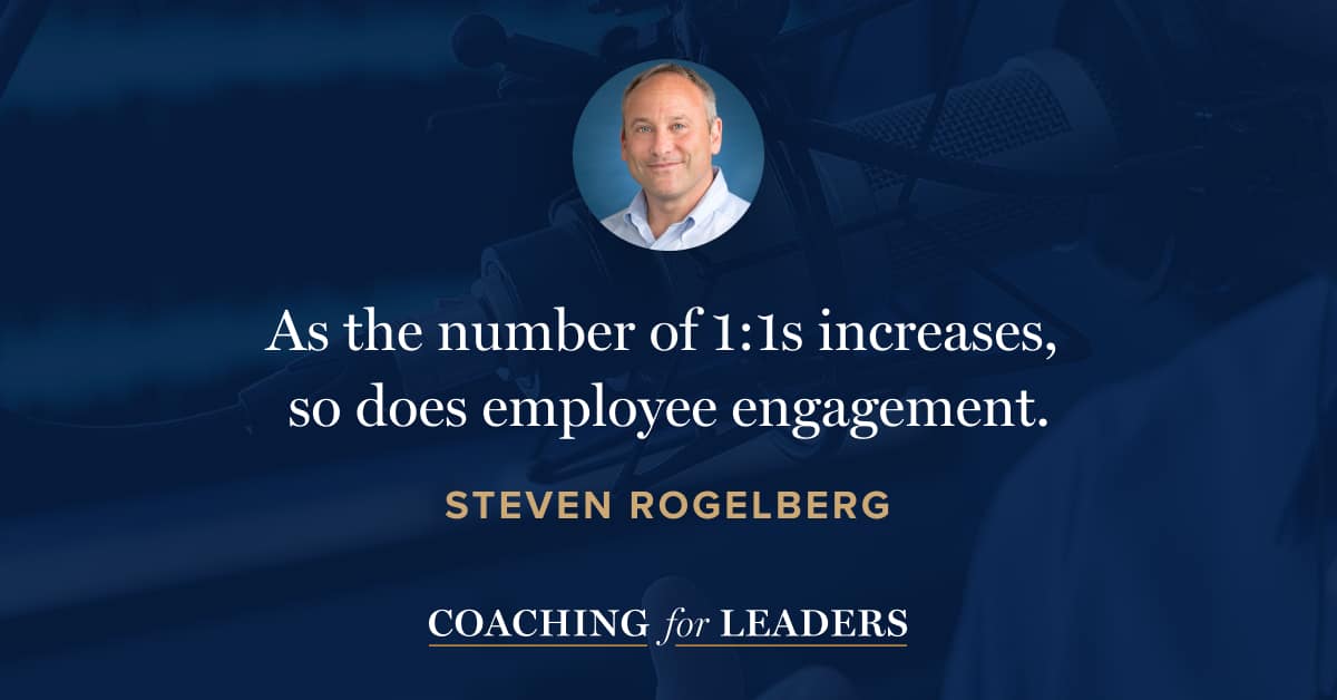 As the number of 1:1s increases, so does employee engagement.