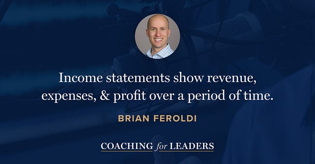 Income statements show revenue, expenses, and profit over a period of time.
