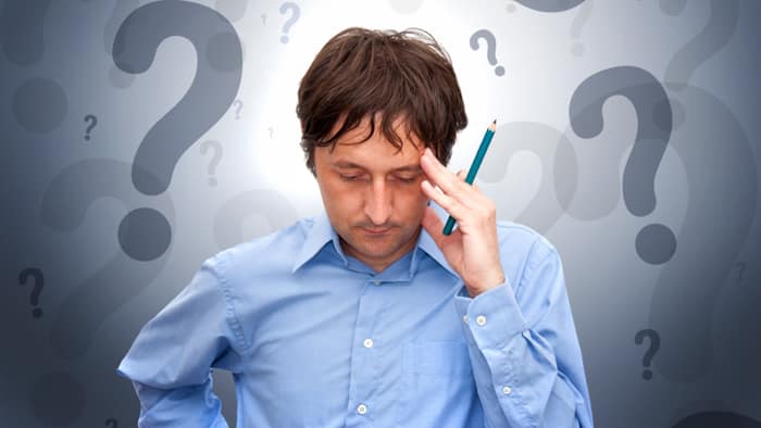 Man thinking intently