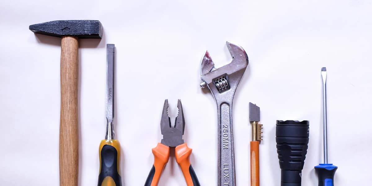 set of tools against a white background: pick