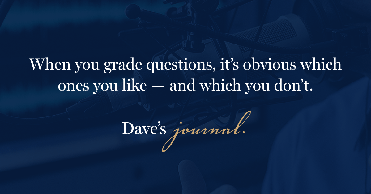 When you grade questions, it’s obvious which ones you like — and which you don’t.