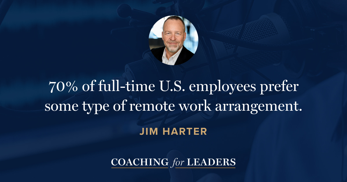 70% of full-time employees in the U.S. prefer some type of remote work arrangement.