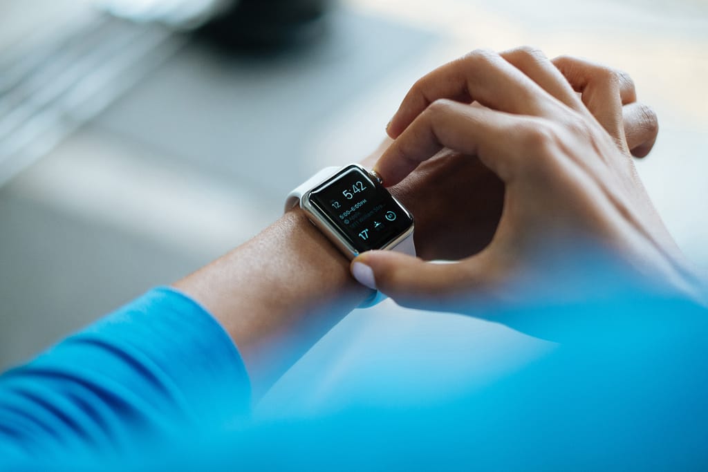 Person looking at Apple Watch display