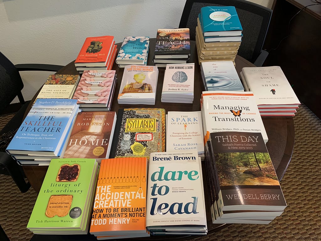 Stack of recommended reading books
