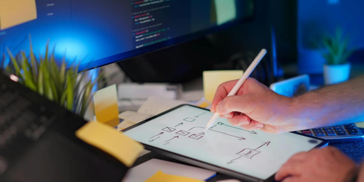 person writes with an Apple Pencil on an iPad