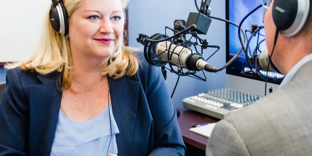 Image of Teaching in Higher Ed Podcast recording session