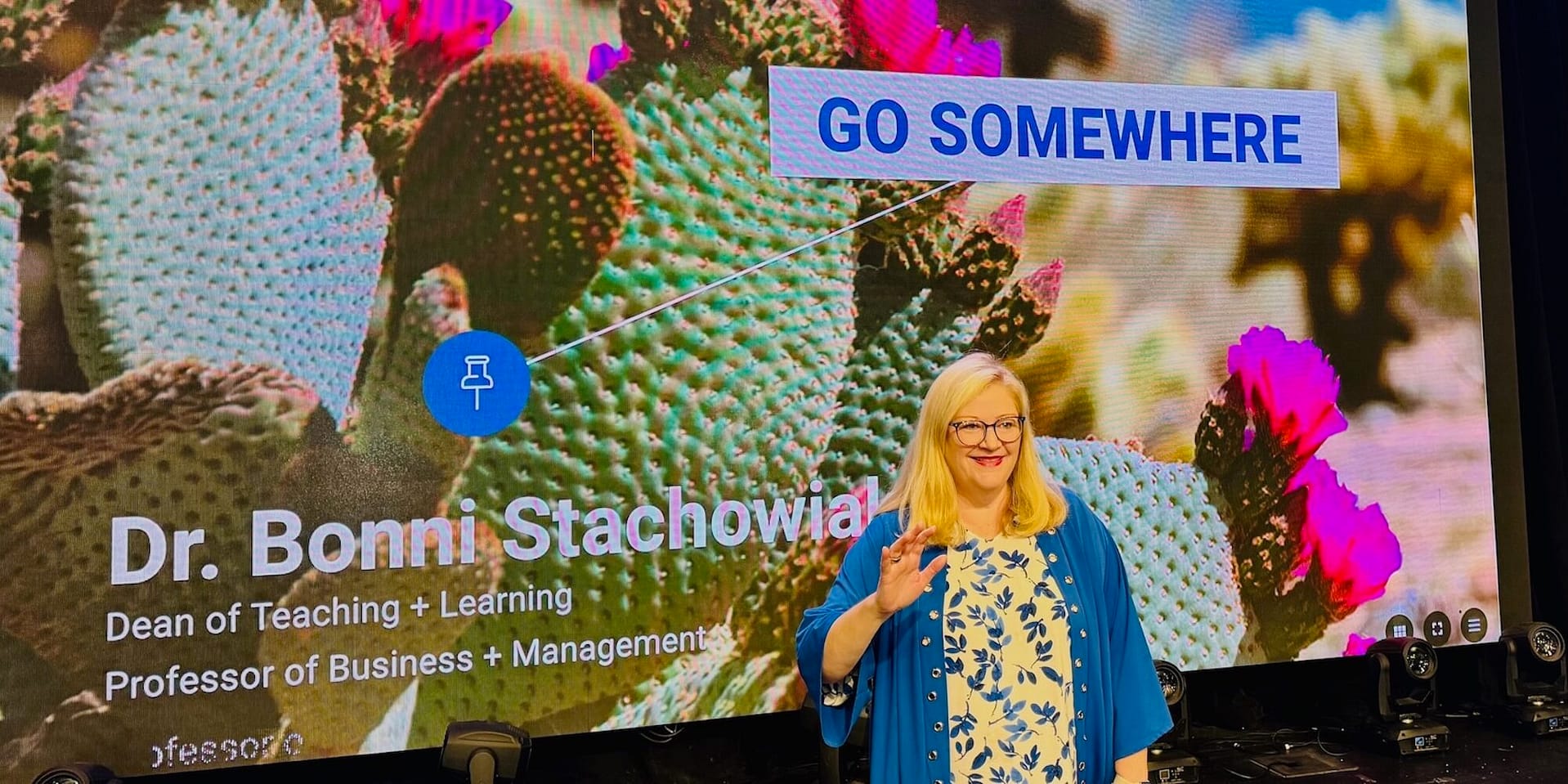 Bonni presents Go Somewhere - slide background is desert flora