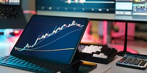 economic figures displayed in a chart on a laptop