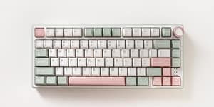 keyboard with sage and pink keys