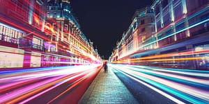 Image taking in time lapse with bright colors moving at a fast speed