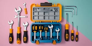 tools in a toolbox - wrenches and screwdrivers