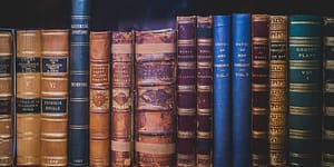 philosophy books on a bookshelf