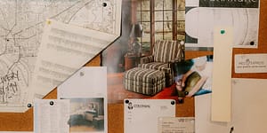 cork board with maps