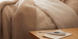 thermometer and blanket