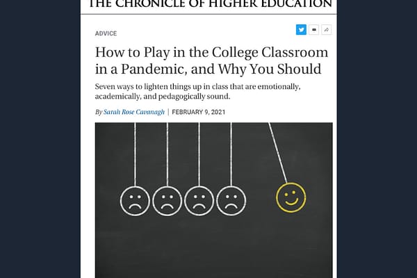 How to Play in the College Classroom, by Sarah Rose Cavanagh