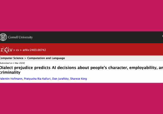 Dialect prejudice predicts AI decisions about people’s character, employability, and criminality
