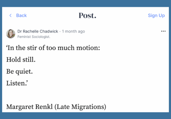 Still: Dr. Rachel Chadwick’s Post