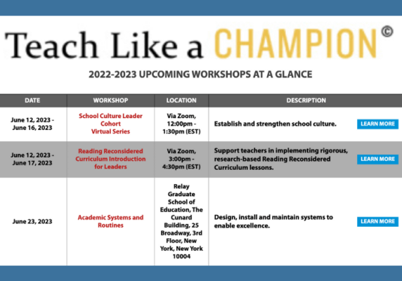 Teach Like a Champion workshops