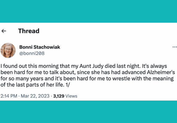 Twitter thread re Aunt Judy’s death