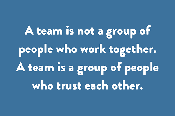 A team is not a group of people who work together. A team is a group of people who trust each other.