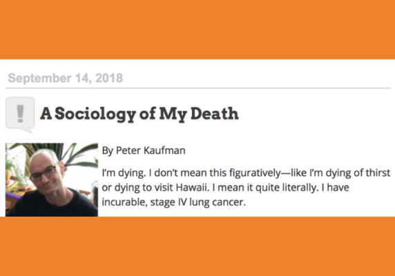 A Sociology of My Death, by Peter Kaufman