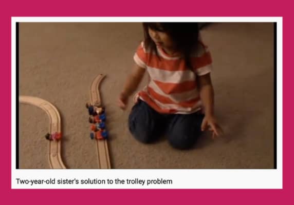 Two-year-old sister's solution to the trolley problem