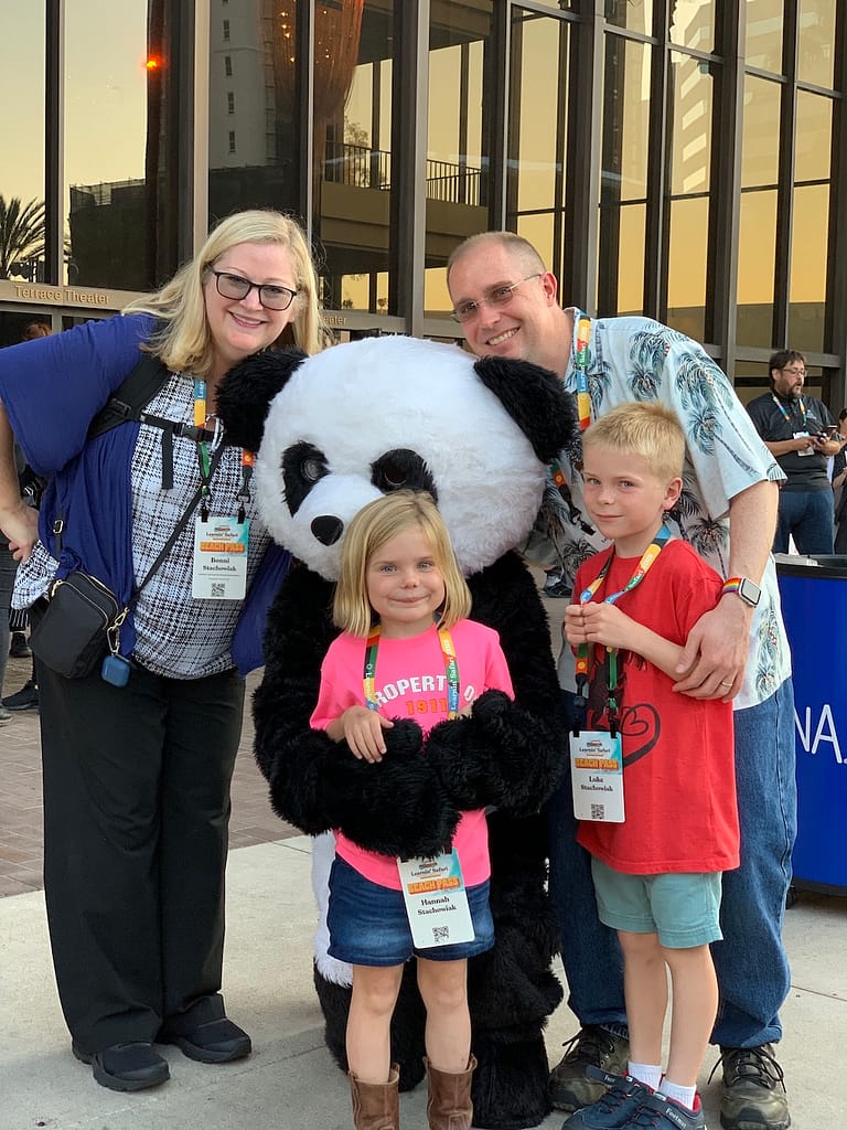 Stachowiak family with Canvas Panda mascot