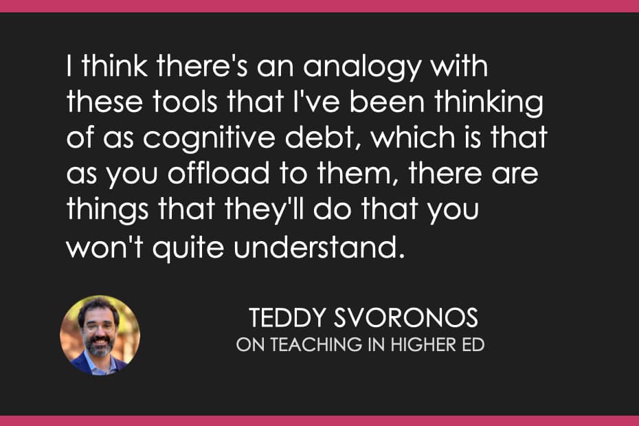 I think there's an analogy with these tools that I've been thinking of as cognitive debt, which is that as you offload to them, there are things that they'll do that you won't quite understand.