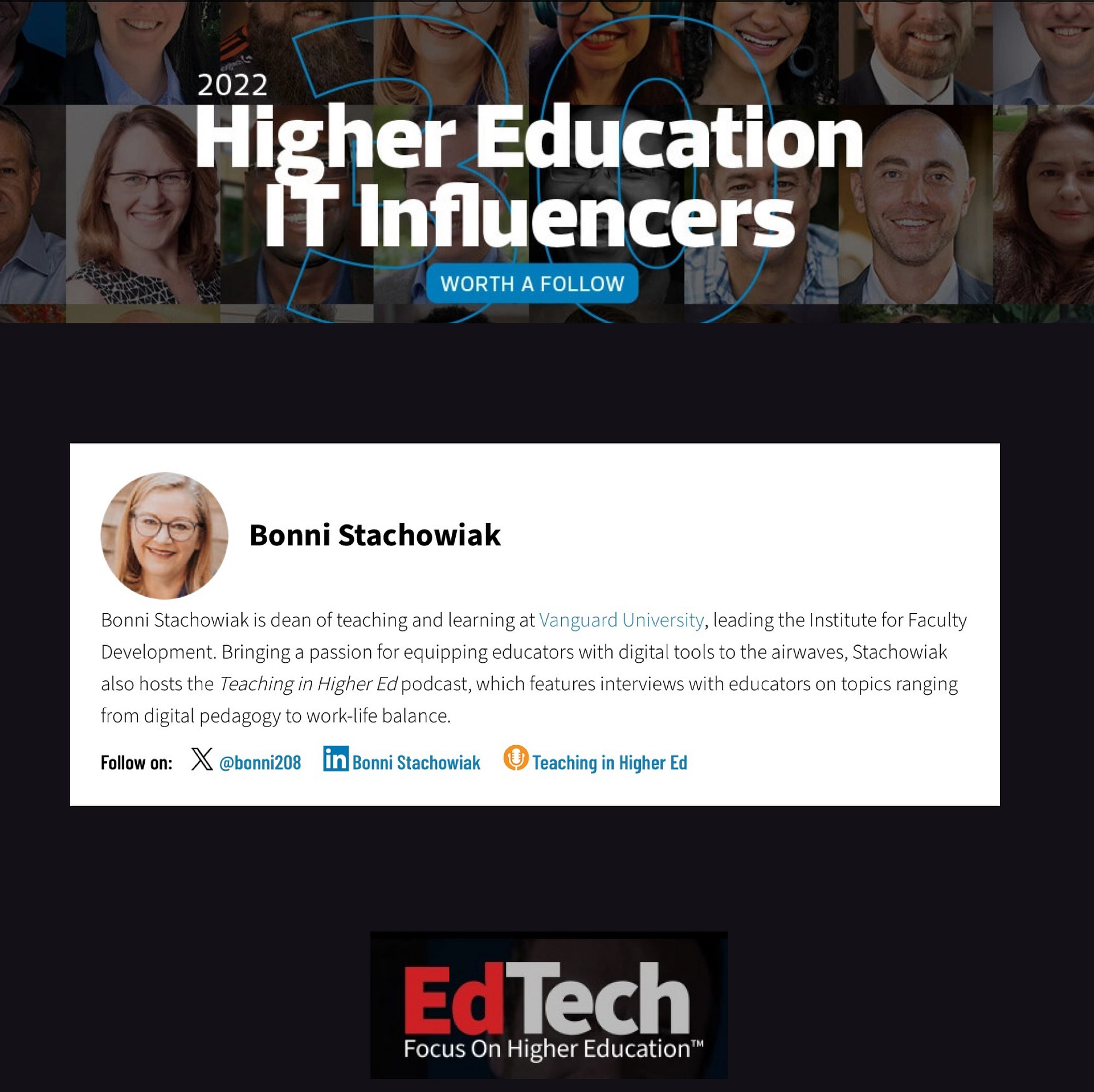 30 higher education IT influencers to follow in 2022: Bonni Stachowiak