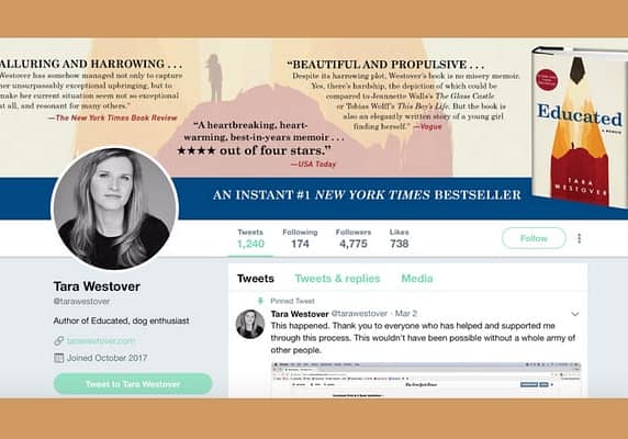 Follow Tara Westover (Author of Educated: A Memoir) on Twitter