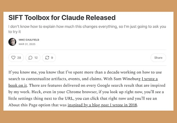 SIFT Toolbox for Claude (and ChatGPT) Released