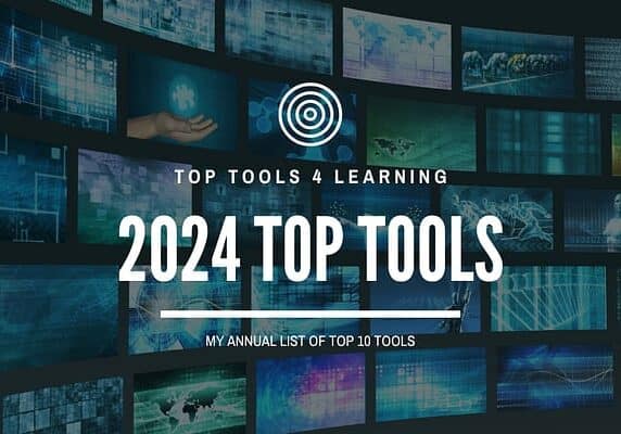 2024 top tools for learning with tv screens in the back filled with colorful imagery