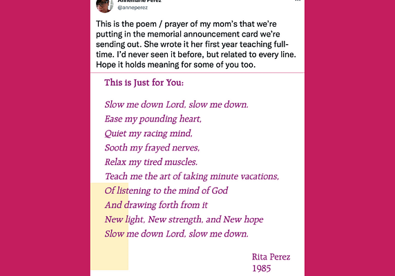 This is Just for You - poem her Mom wrote