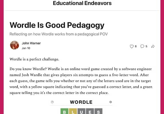 Wordle is Good Pedagogy, by John Warner