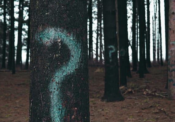 Question mark spray painted
