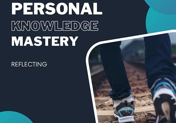 Personal knowledge management - reflecting Person walking with teal shoes on (view from behind them as they are walking)